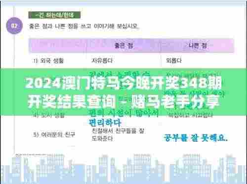 2024澳门特马今晚开奖348期开奖结果查询 - 赌马老手分享今晚的投注心得