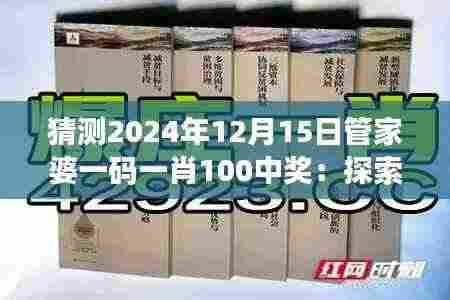 猜测2024年12月15日管家婆一码一肖100中奖:探索潜在的投资机遇与风险