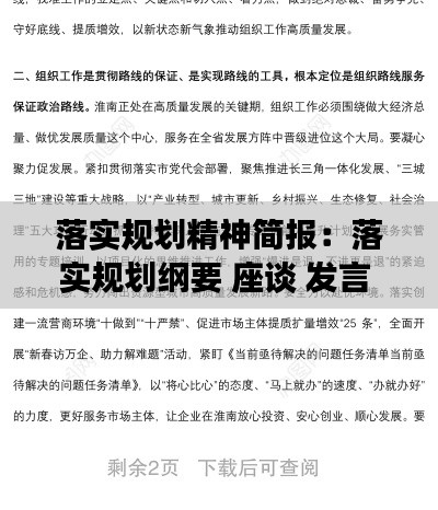 落实规划精神简报:落实规划纲要 座谈 发言