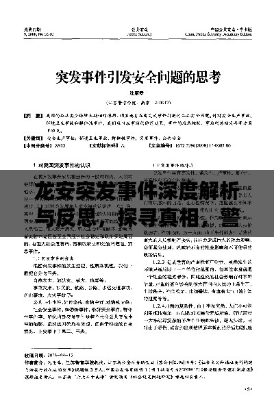 龙安突发事件深度解析与反思，探寻真相，警示未来