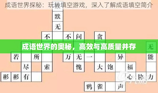 成语世界的奥秘，高效与高质量并存